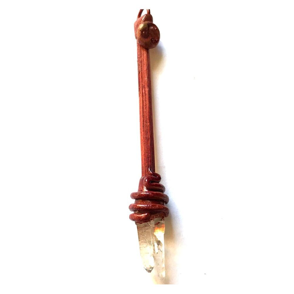 Handcrafted OOAK Harry Potter Raw Quartz Crystals Wrapped in Clay 8” Long